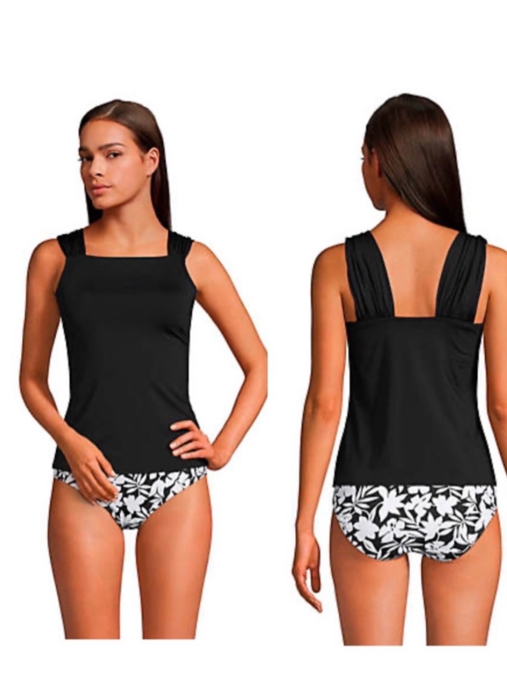 Lands end Cap Sleeve High Neck Tankini Swimsuit Top. Size 18